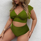 R&B | Großer Badeanzug mit Rüschendruck und hoher Taille