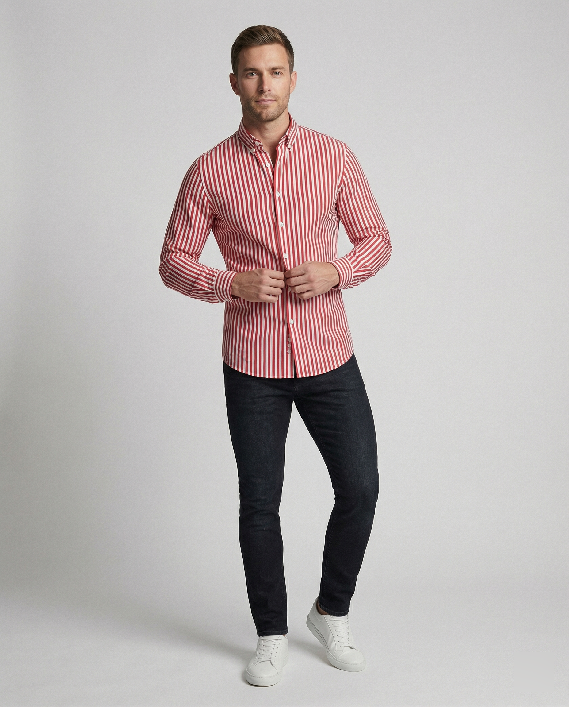 R&B | Gestreiftes Herren Antonio Hemd, modisch und stilvoll Normaler Preis