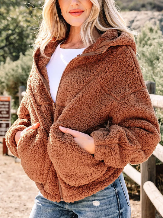 R&B | Damen Relaxed Fit Zip Up Teddyjacke