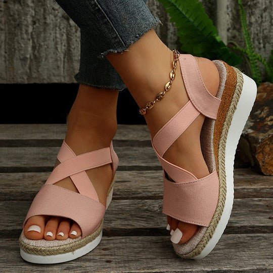 R&B | Keilsandalen Kreuzriemen Plateau Gladiator