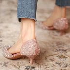R&B | Stilvolle Schuhe mit Spitzer Zehe und Mittlerem Absatz mit Glitzeroberfläche