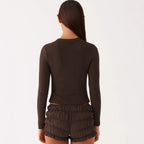 R&B | Einfarbige schmal geschnittene lange Strickjacke