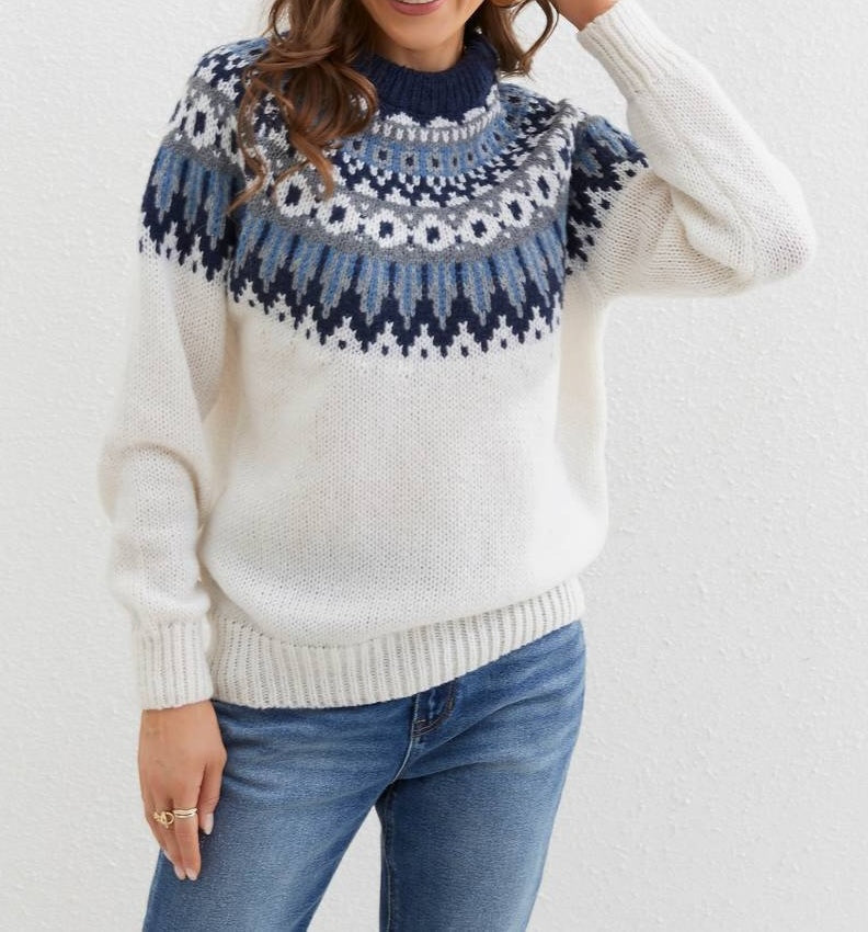 R&B | Stylischer ethnischer gemusterter Pullover