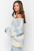 R&B | Gestreifter Strickpullover mit Schulterfreiem Design Schicker Herbstpullover