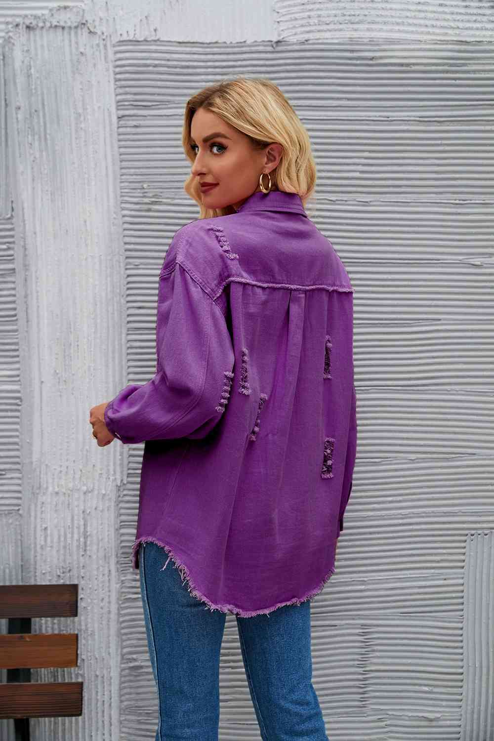 R&B | Zerrissene Rohsaum-Denimjacke