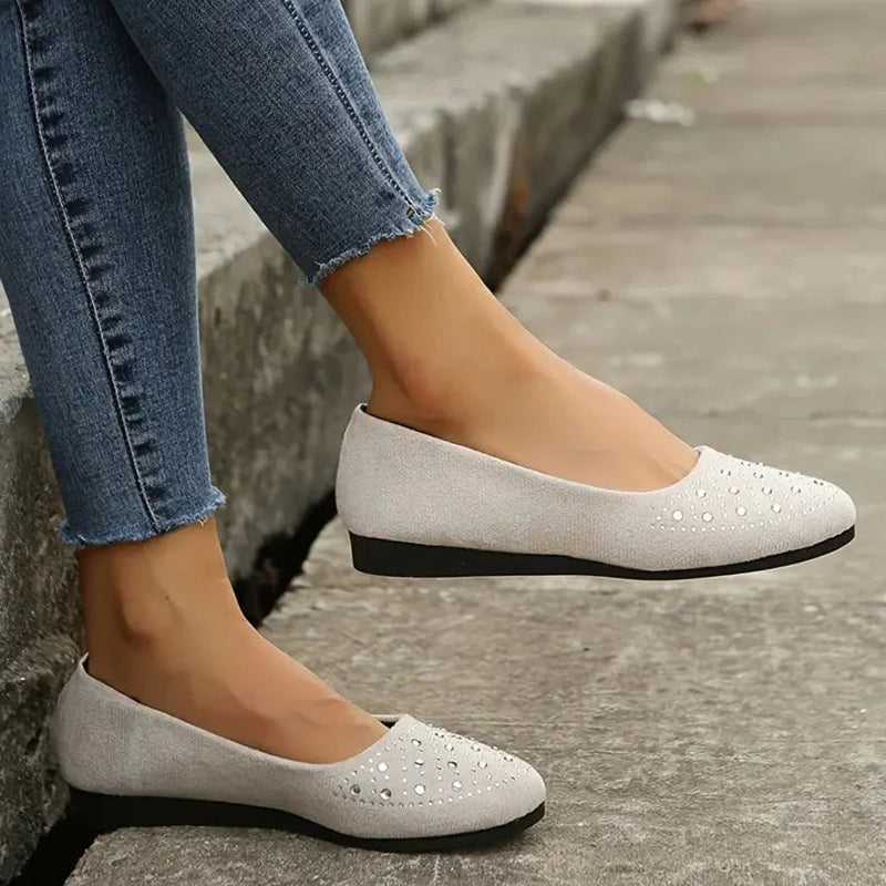 Orthopädische flache Puppenschuhe für Frauen mit Kristall R&B R&B