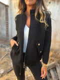 R&B | Fleecejacke mit strukturiertem Stehkragen