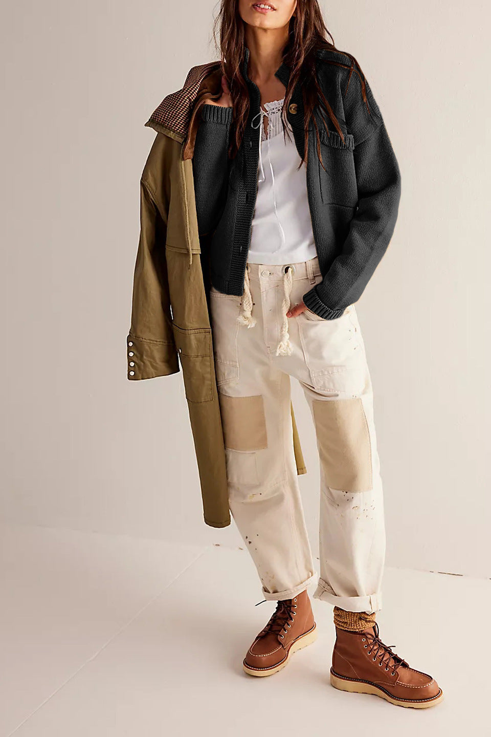 R&B | Jacke Stehkragen Einfarbiger Cardigan Pullover