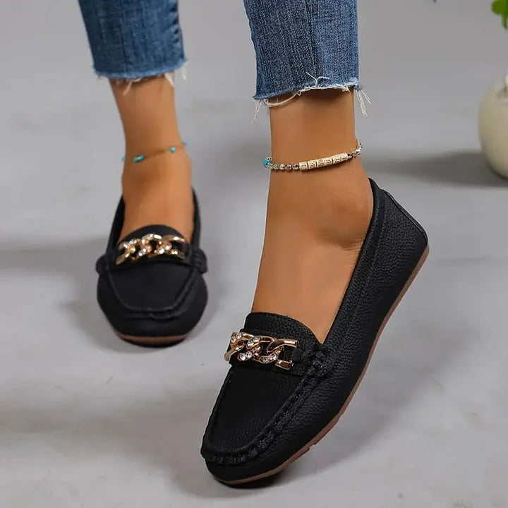 Slipper aus Leder mit klobigen Kettendetails R&B R&B
