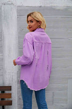 R&B | Zerrissene Rohsaum-Denimjacke