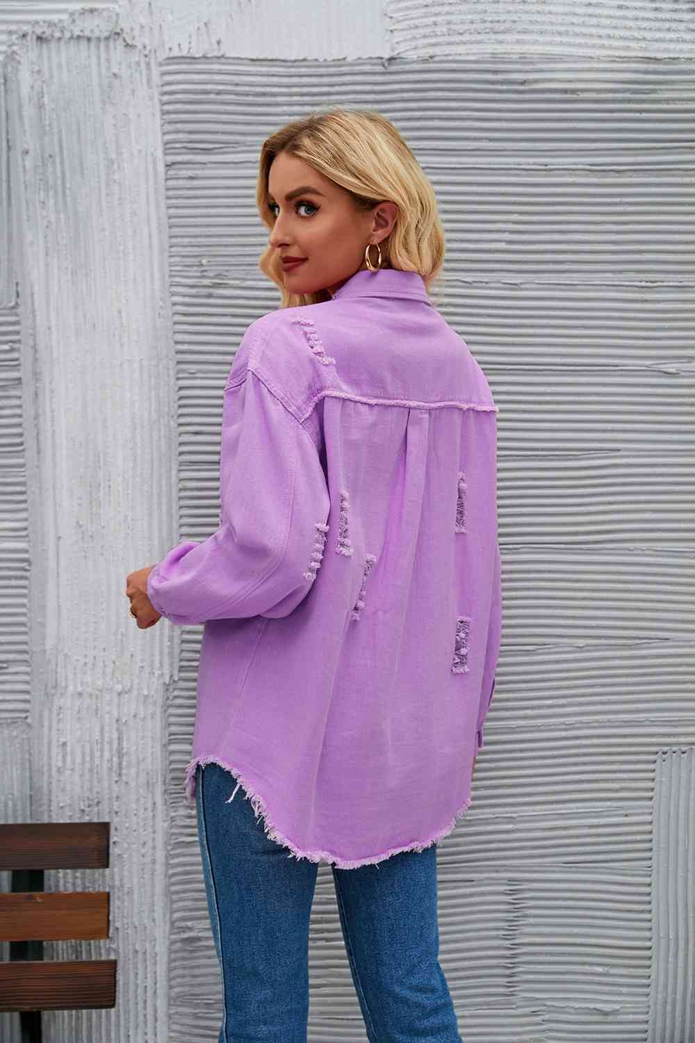 R&B | Zerrissene Rohsaum-Denimjacke