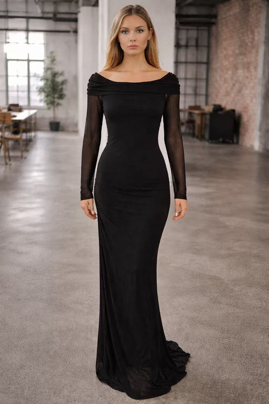 Damen Ärmelloses Maxi-Kleid mit Rüschendetails und schulterfreiem Design R&B