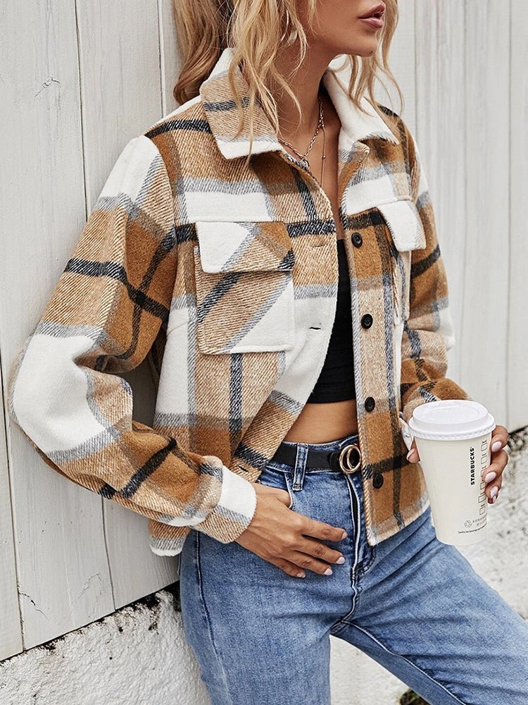 R&B | Karierter Kragenjacke mit Brusttaschen
