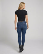 Damen T-Shirt Slim-Fit Elastisch Kurzarm Rundhals Einfarbig Sommer Basic