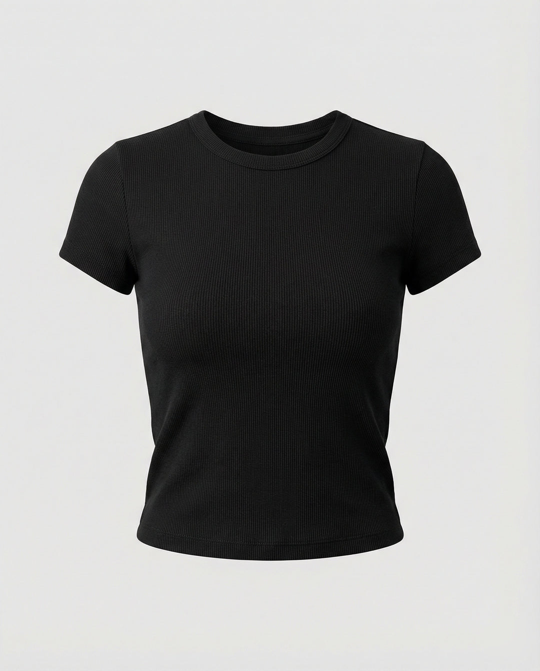 Damen T-Shirt Slim-Fit Elastisch Kurzarm Rundhals Einfarbig Sommer Basic