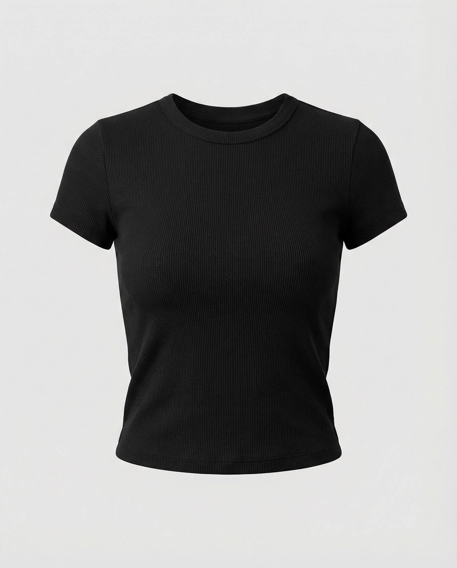 Damen T-Shirt Slim-Fit Elastisch Kurzarm Rundhals Einfarbig Sommer Basic