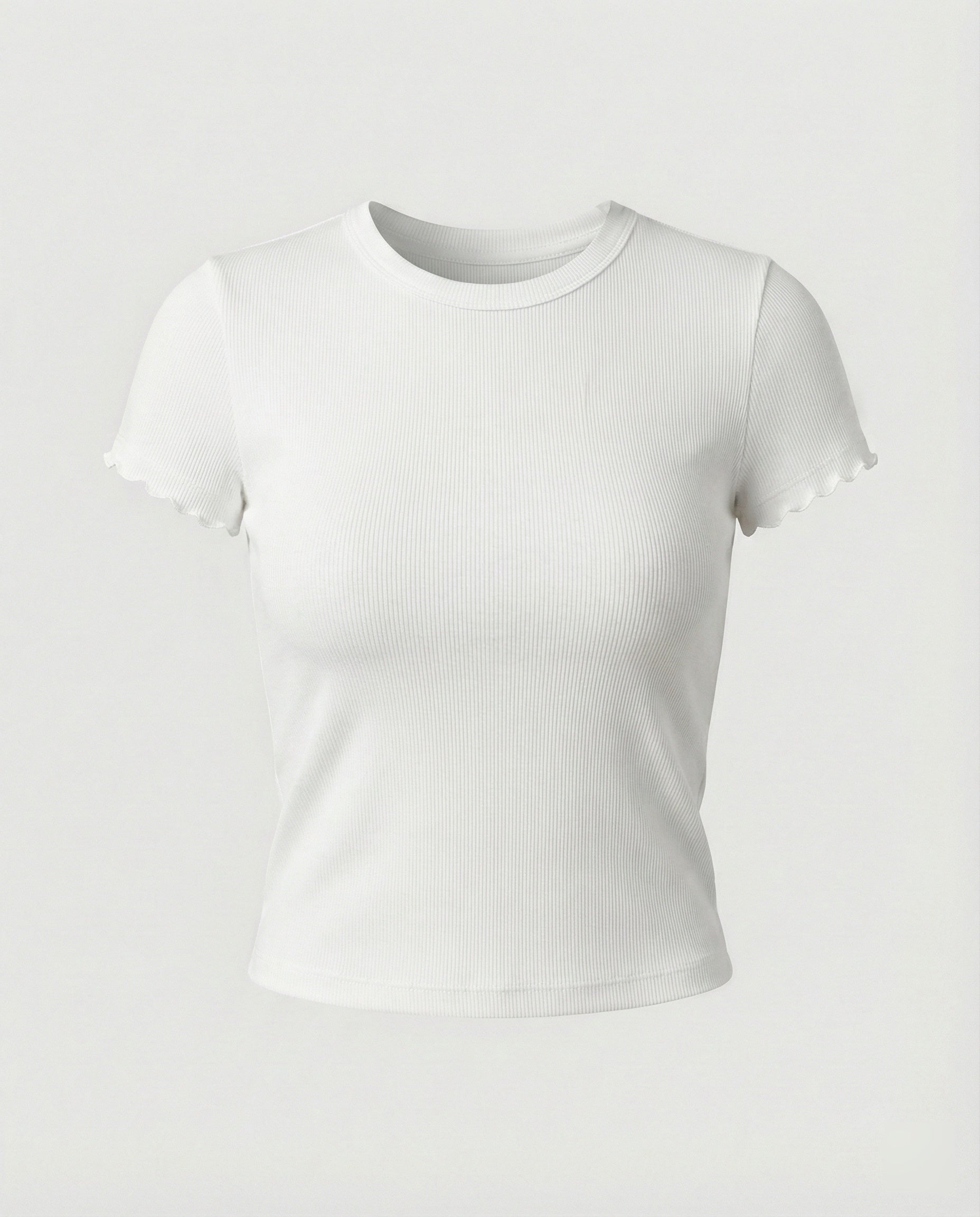 Damen T-Shirt Slim-Fit Elastisch Kurzarm Rundhals Einfarbig Sommer Basic