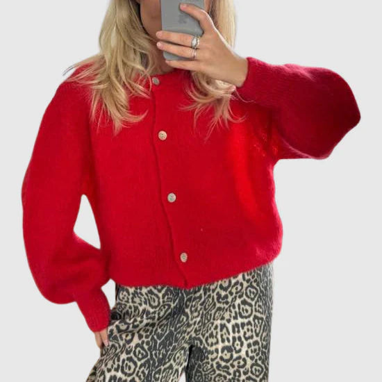R&B | Damen Cardigan mit Rundhalsausschnitt und Knopfverschluss