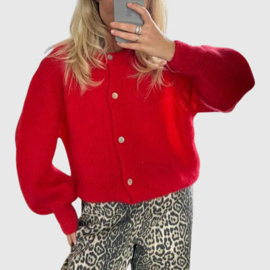 R&B | Damen Cardigan mit Rundhalsausschnitt und Knopfverschluss