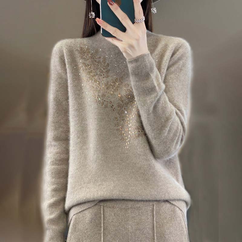 R&B | Strickpullover Mit Zartem Blättermuster