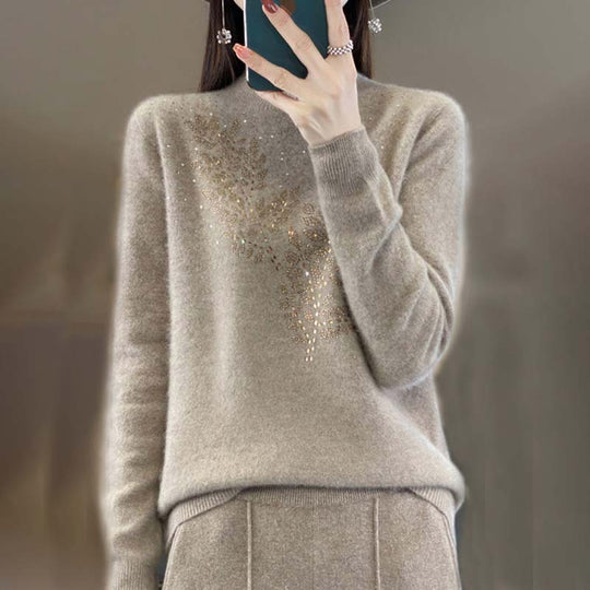 R&B | Strickpullover Mit Zartem Blättermuster