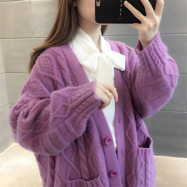 R&B | gestrickte Jacke Lang, dick und warm