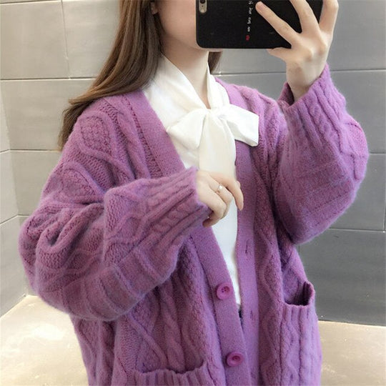 R&B | gestrickte Jacke Lang, dick und warm