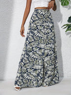 R&B | Bedruckte Freizeithose mit hoher Taille und weitem Bein
