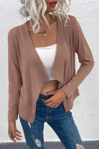R&B | Offene Frontreißverschluss-Taschen-Cardigan