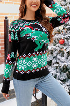 R&B | Multicolor Schneeflocken- & Dinosaurier-Druck Weihnachtsstrickjacke
