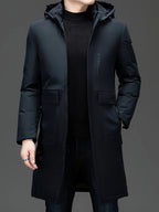 R&B | Lange Winterjacke mit Kapuze Polyester Warm und Windabweisend