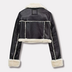 R&B | Kurze Lederjacke mit Teddy-Futter