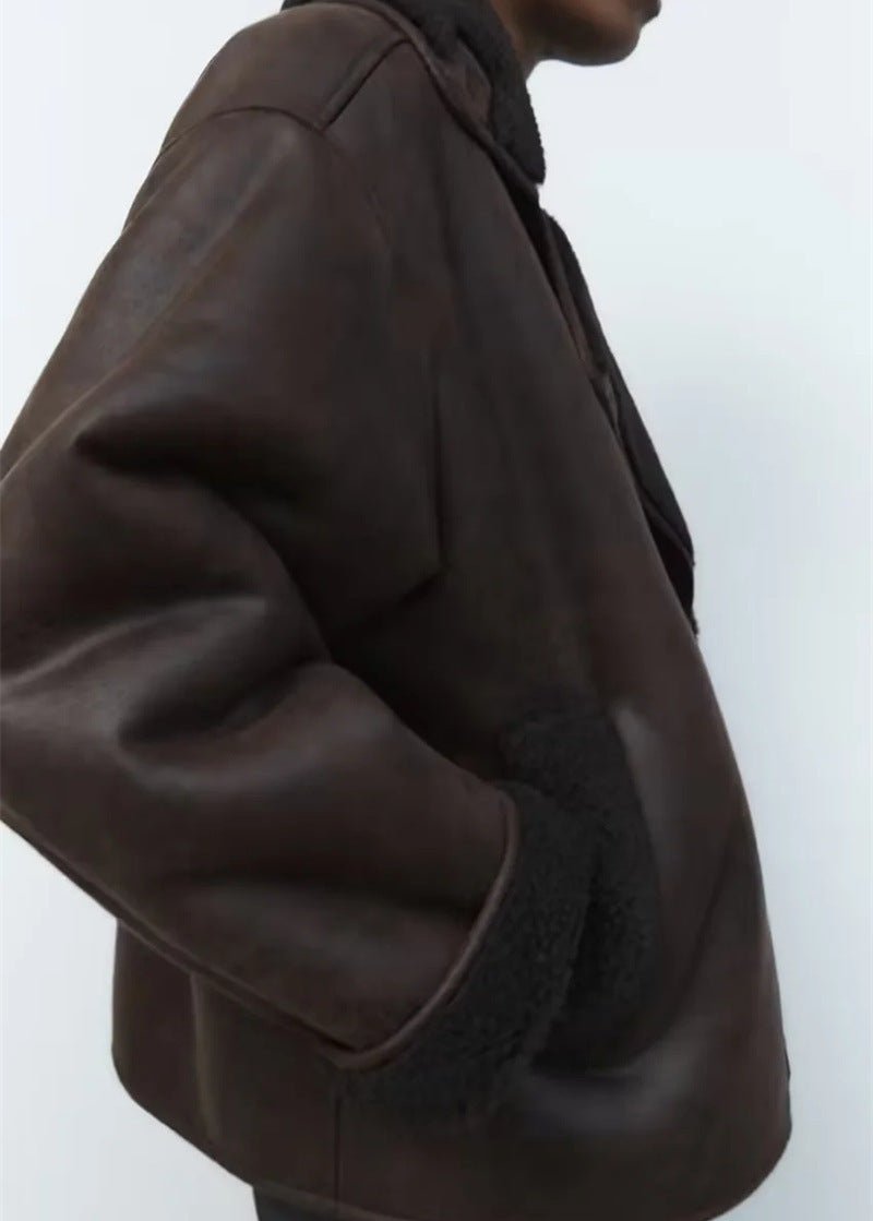 R&B | Stil Doppeltseitige Kunstlederjacke