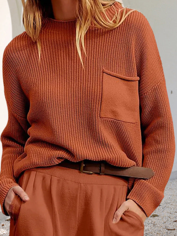 R&B | Bequemer, entspannter Strickpullover mit Taschen