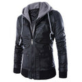 R&B | Herren vielseitige Kunstlederjacke mit Kapuze
