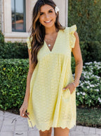 R&B | Jacquard-Kleid mit hohlem V-Ausschnitt aus Spitze