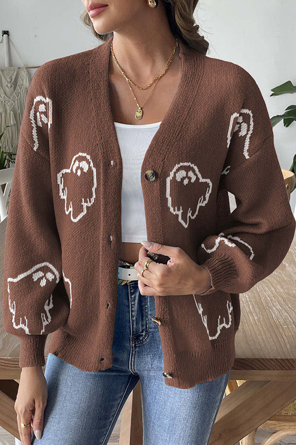R&B | Halloween-Geist-Button-Pullover