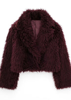 R&B | Kunstpelz Winterjacke in Burgunder