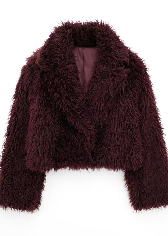 R&B | Kunstpelz Winterjacke in Burgunder