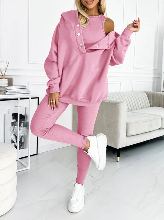 R&B | 3-Teiliges Damen-Sportanzug mit Lockerem Kapuzenpullover und Slim-Hosen