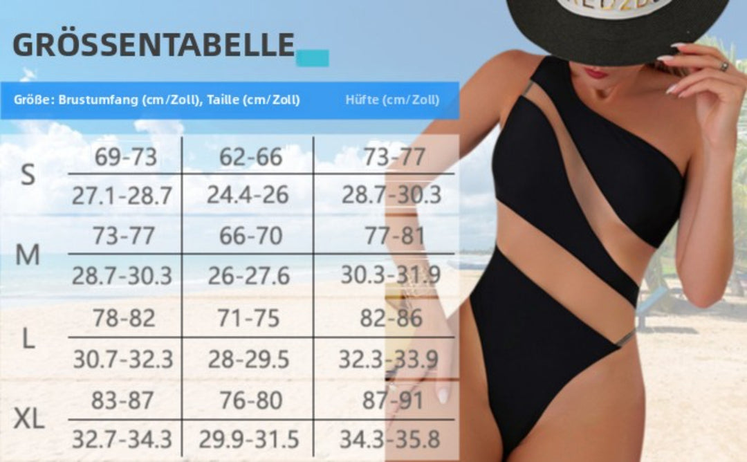R&B | Einteiliger Schulter einfarbiger Spleiß-Badeanzug