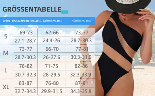 R&B | Einteiliger Schulter einfarbiger Spleiß-Badeanzug