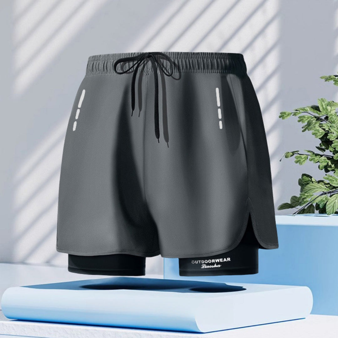 R&B | Doppellagige Herren Sport Fitness Anti-Peinlichkeit Strandhose