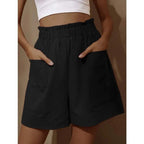 R&B | Shorts aus Baumwolle und Leinen mit hoher Taille für Damen