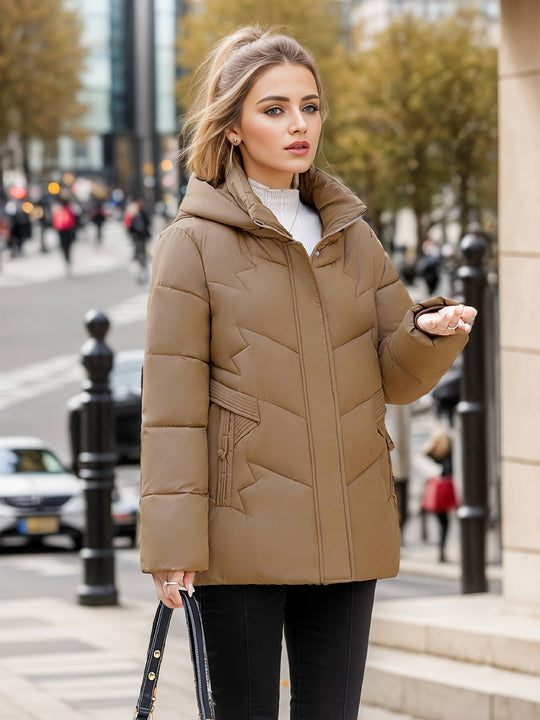 R&B | Stylischer dicker warmer Daunenmantel mit Kapuze Ideal für Herbst/Winter