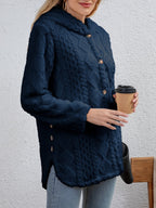R&B | Fluffy Kapuzenjacke mit Knöpfen Polyester Weich und Warm