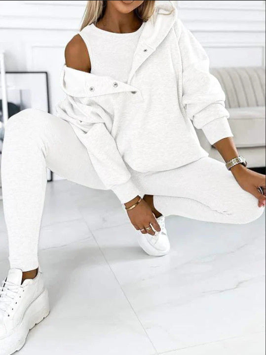 R&B | 3-Teiliges Damen-Sportanzug mit Lockerem Kapuzenpullover und Slim-Hosen
