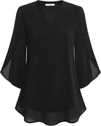 R&B | Doppelter Schichten Chiffon-Bluse