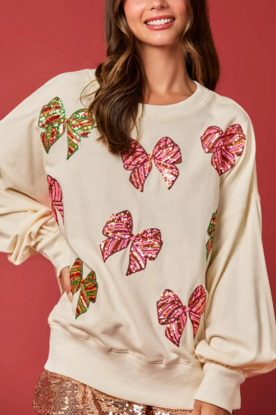 R&B | Weihnachtsbogen Pailletten Lockere Freizeit Langarm Sweatshirt