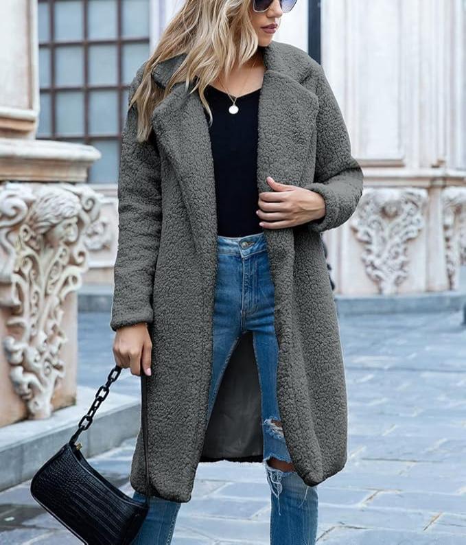 R&B | lange Teddyjack Damen - warmer Winter Oversized Mantel